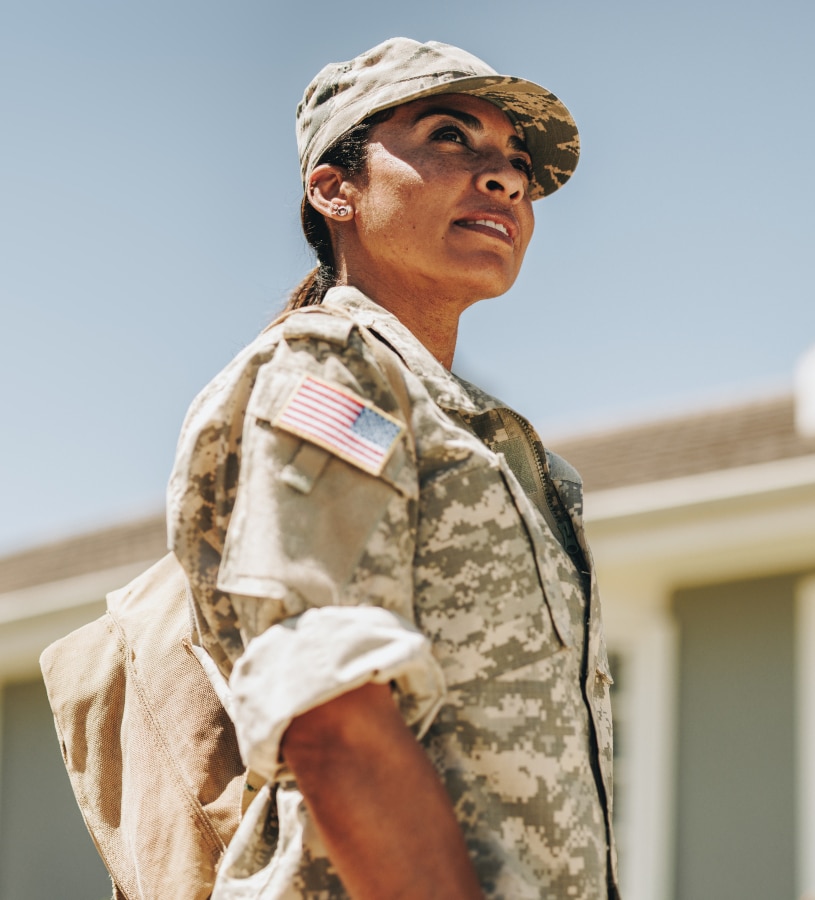 Woman wearing military uniform