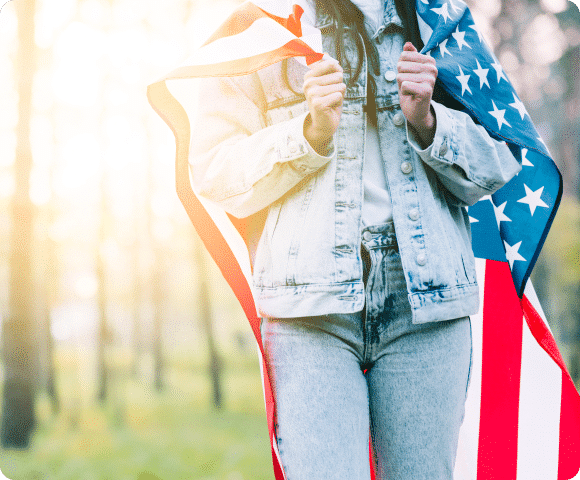 girl with american flag